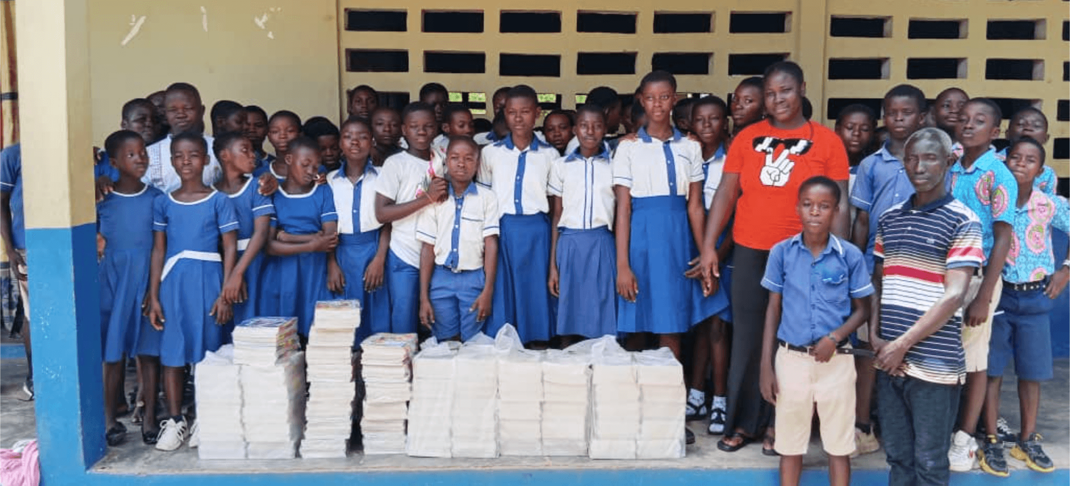 Children and staff of DAG Foundation gathered at the chapel in Accra.