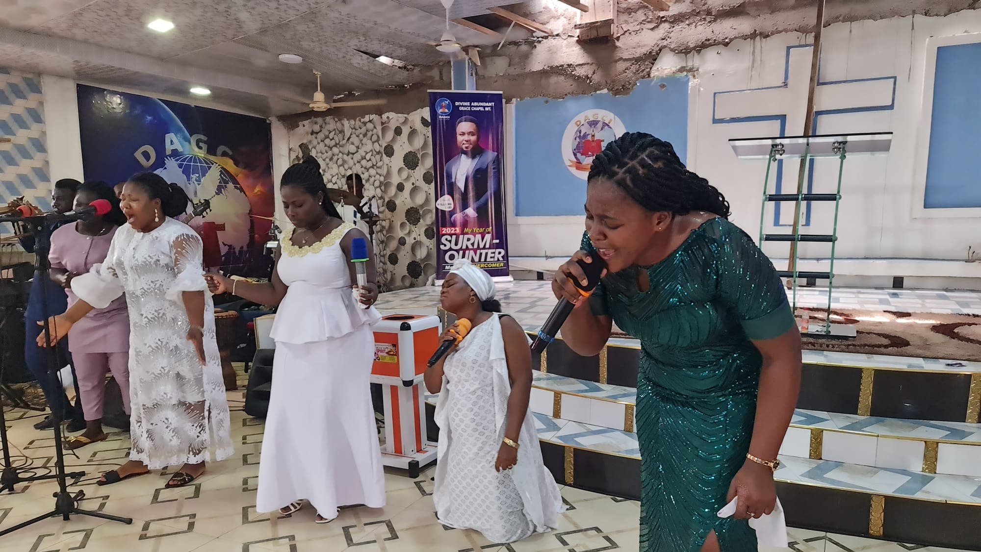The worship team leading the congregation in song.